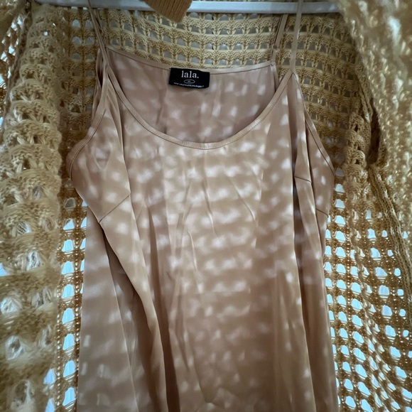 DRESSED IN LALA ORIGINAL: Soul Stuff Knit Dress + Slip Dress in Tan - Picture 3 of 4